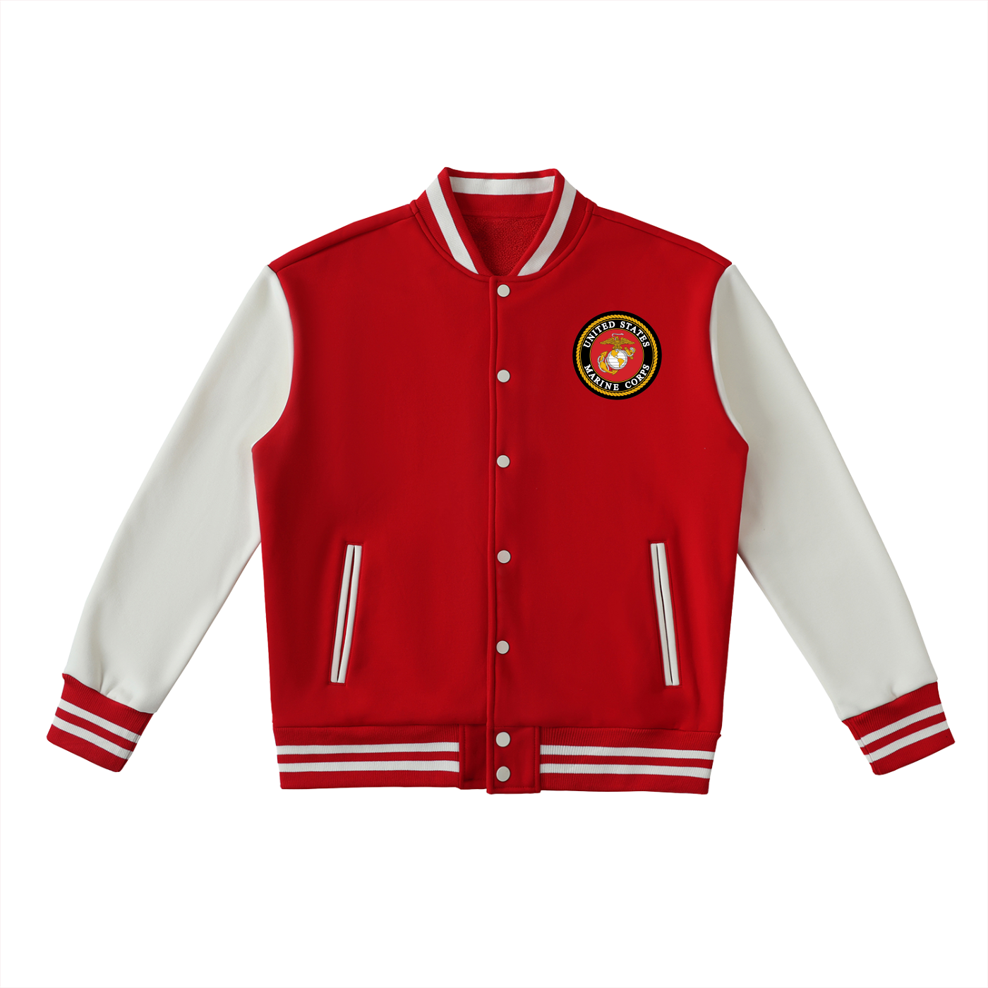 Two-Tone Fleeced Varsity Jacket
